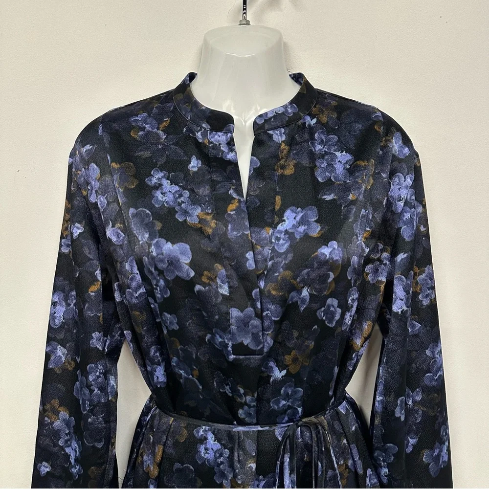Vince Plumeria Blooms Hammered dress Small long sleeve midi Wedding Guest Floral - Picture 6 of 17